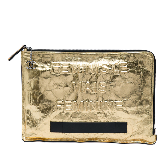 Chanel Handbags - Pre-Loved Chanel Metallic Crinkled Calfskin Feministe Mais Feminine Pouch